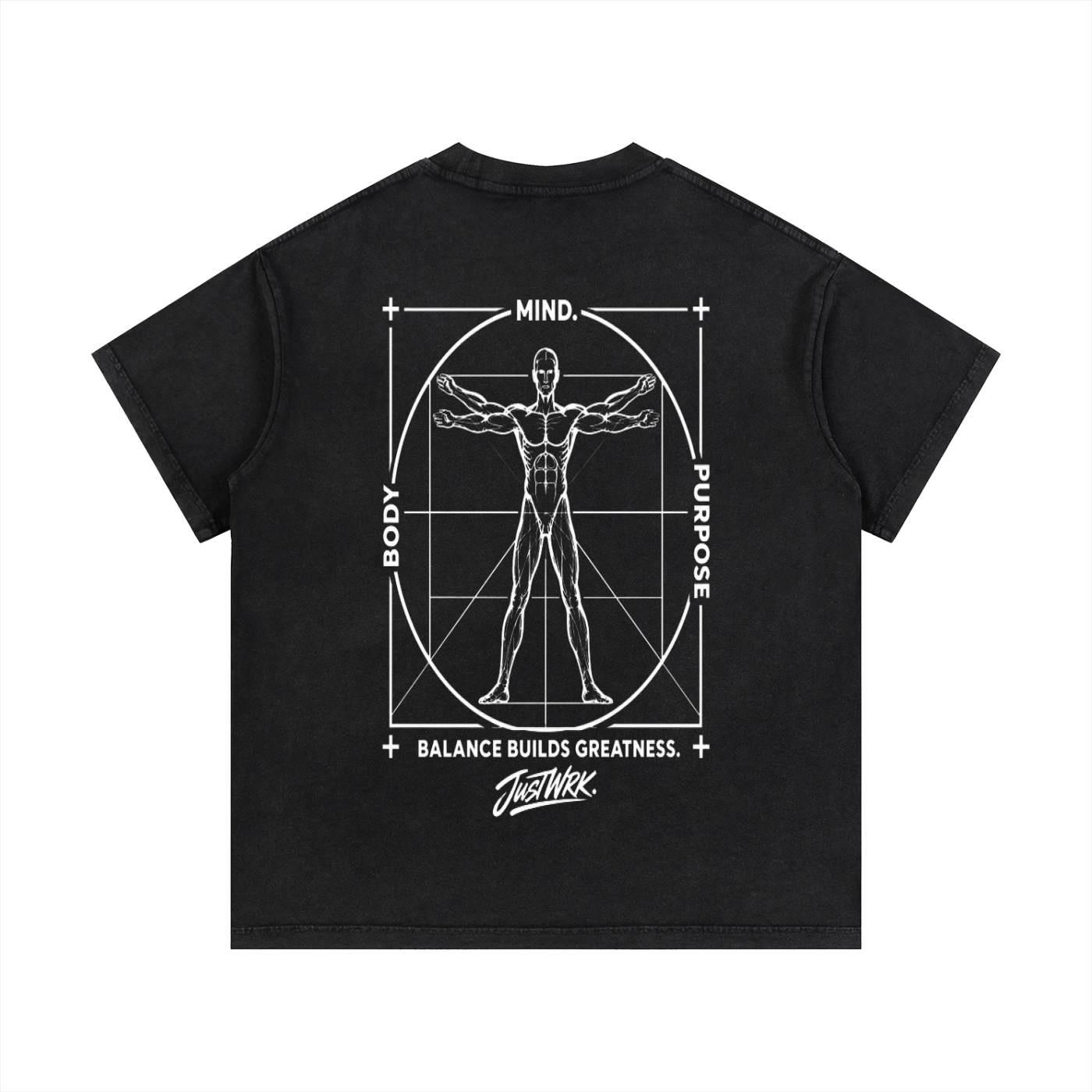 JustWrk Balance Tee - Vintage Wash Cotton T-Shirt